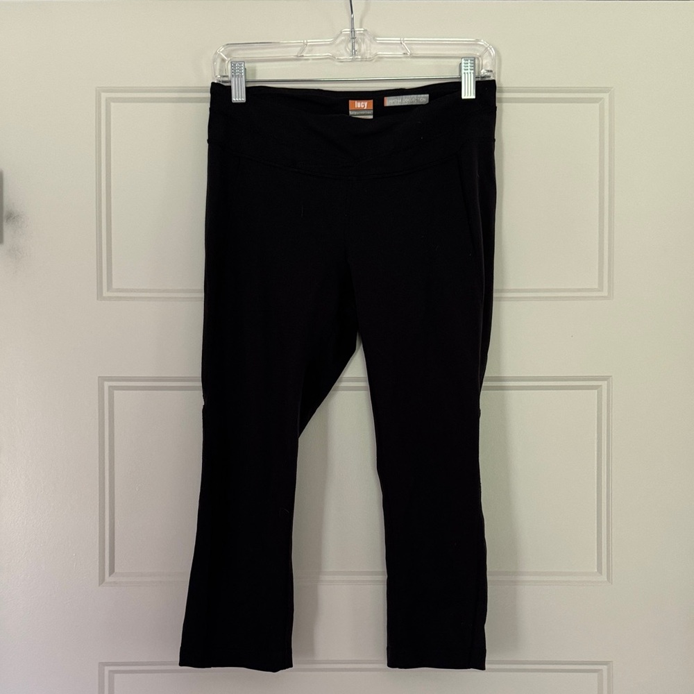 Lucy Black Cropped Yoga Leggings Hatha Collection